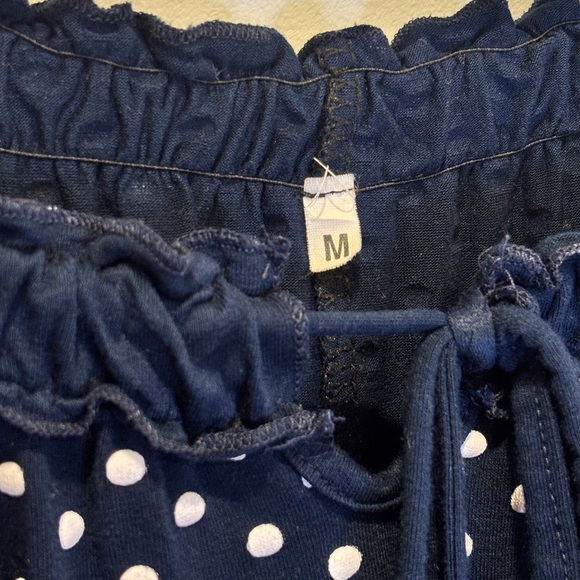 Polka Dot Blue and White Fit and Flare Dress with Ruched Crew Neck Size M - Picture 11 of 12